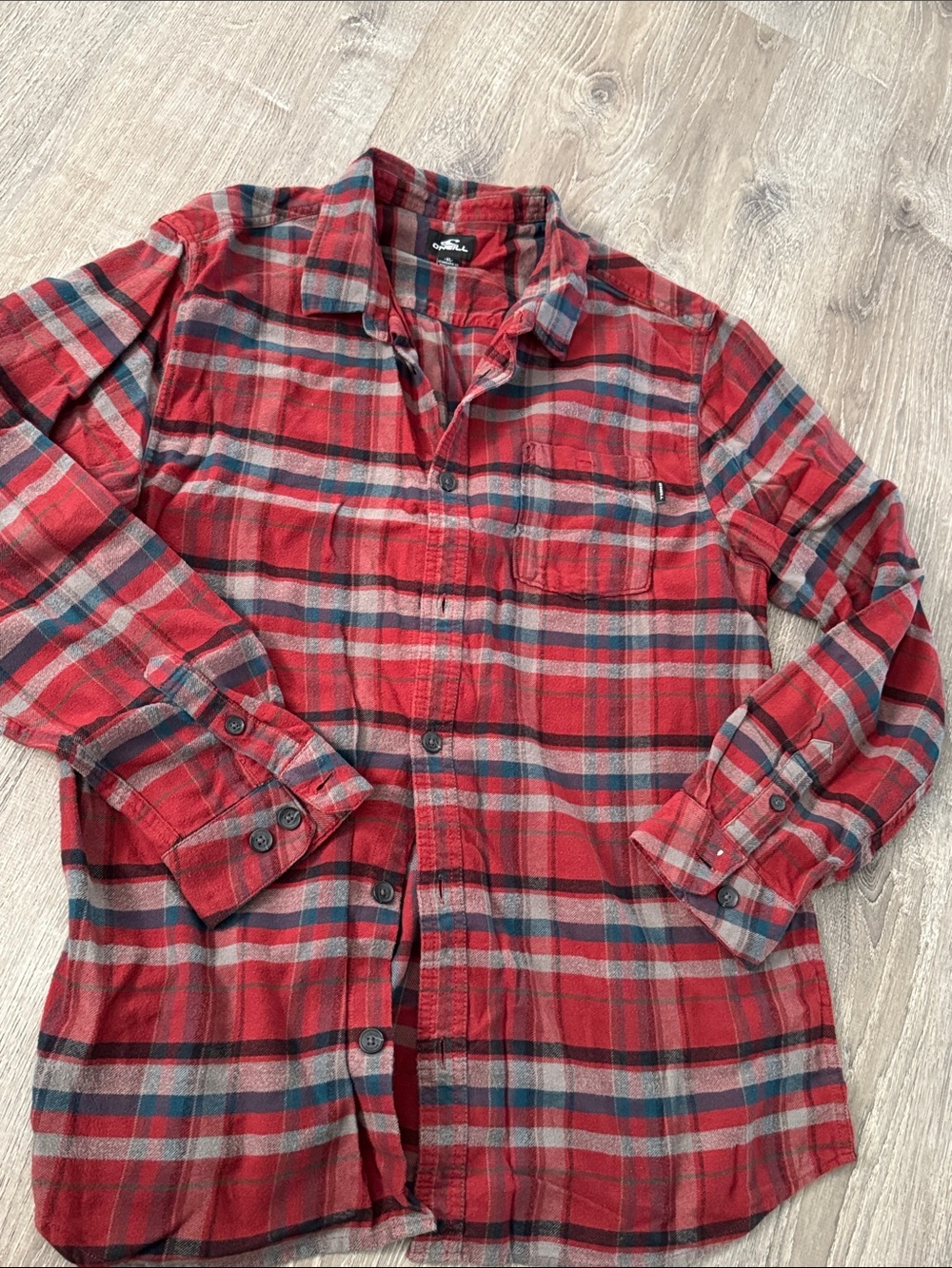 Oneill Men's Red Plaid Button-Up Shirt - Unbranded